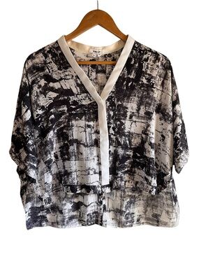 Helmut Lang crepe high low hem boxy fit cropped top size S excellent condition